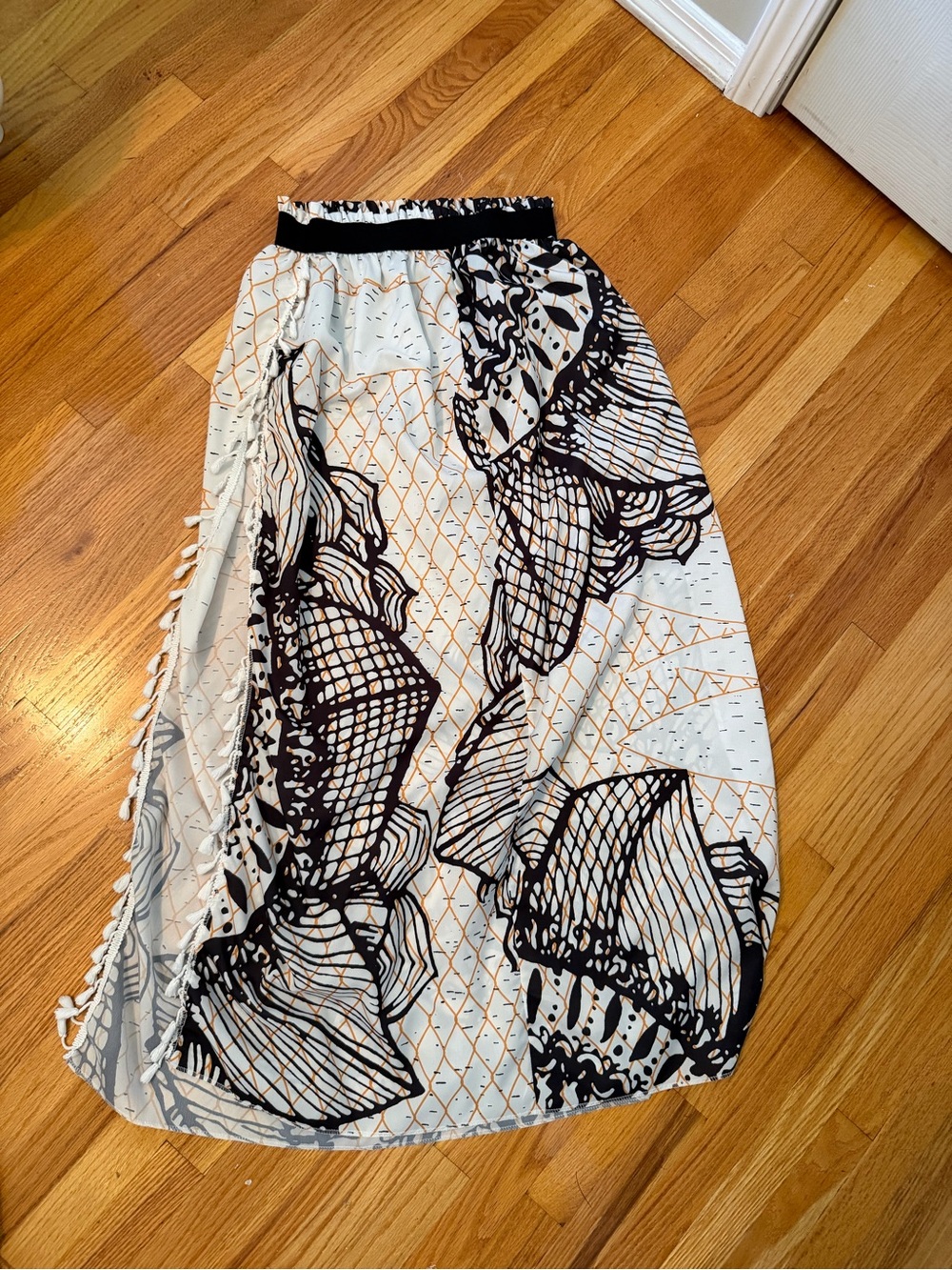 Abstract Shell-Print Maxi Swim suit cover
